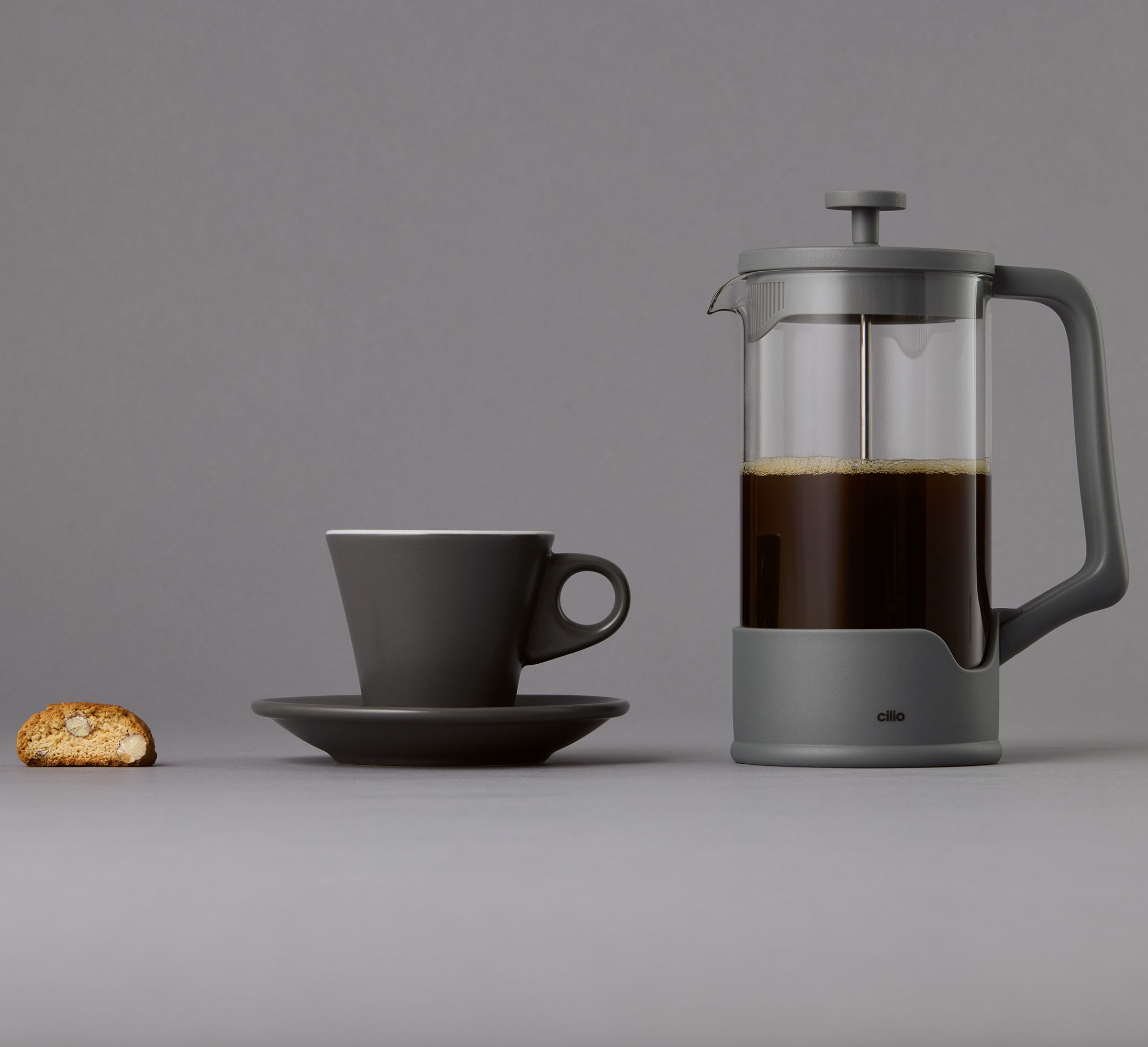 215526 NAPOLI capuccino šálek s podšálkem 125 ml šedý Cilio (4)